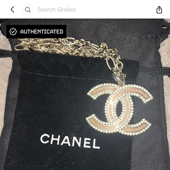 CHANEL Jewelry - Authentic Chanel Pendant with Crystals & Chain